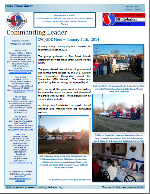 Click to view the April 1, 2014 newsletter